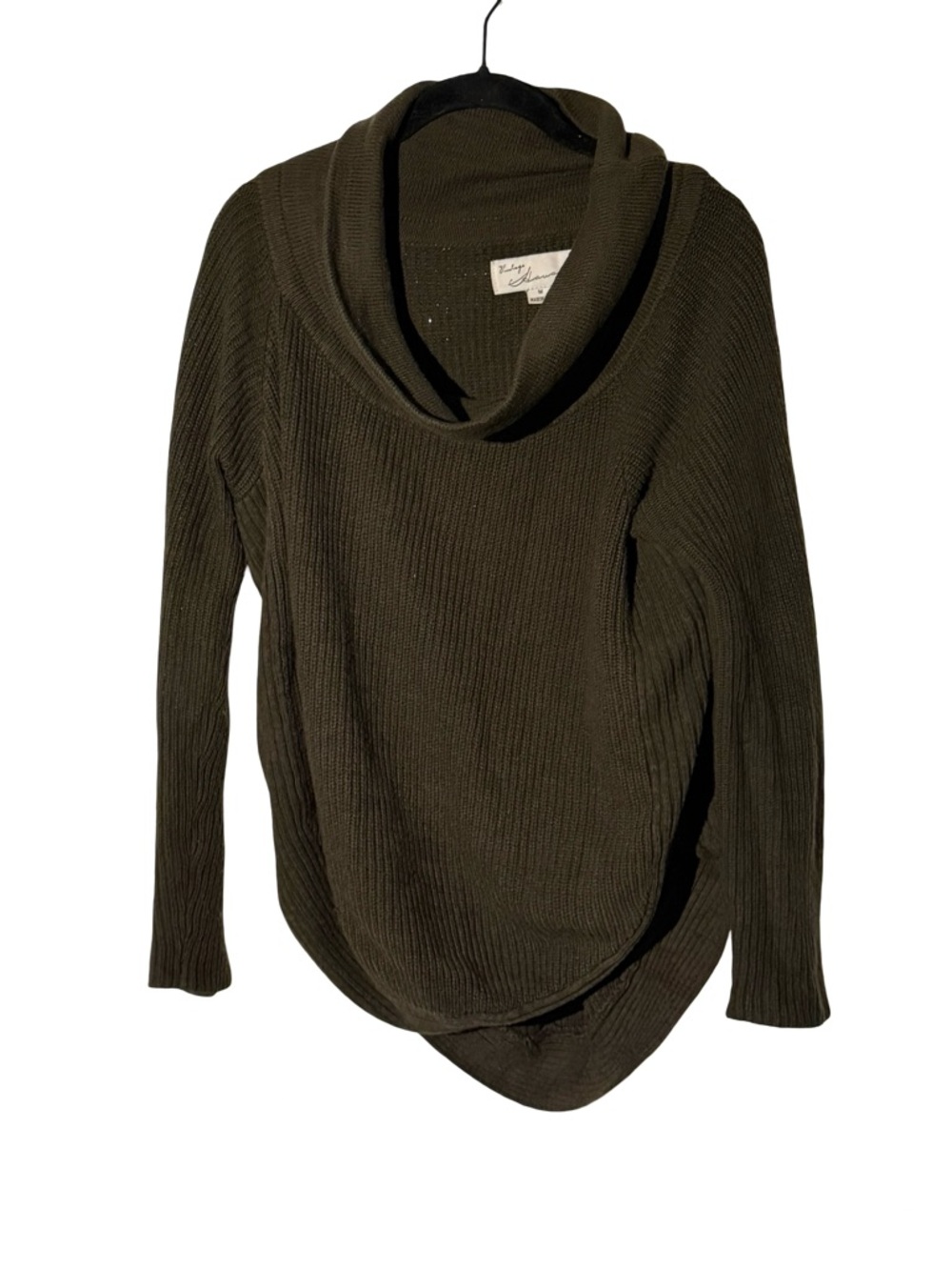 Vintage Havana Green Ribbed Mock Neck Sweater Size Medium